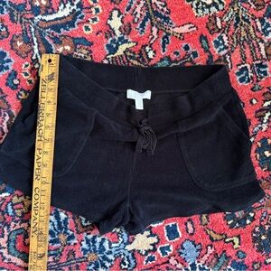 The White Company black terry lounge shorts